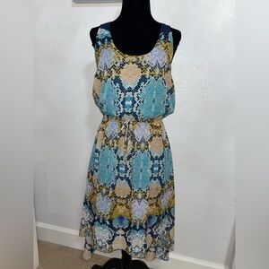 Bisou Bisou Blue and Yellow High Low Dress